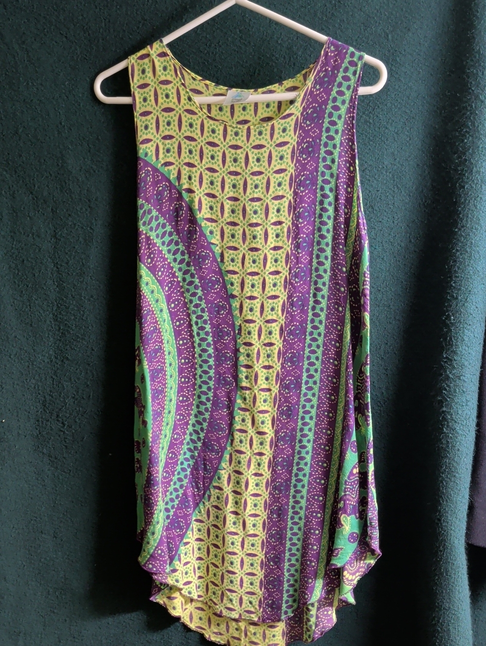 Maya Lime Green and Purple Sleeveless Printed Mini Dress